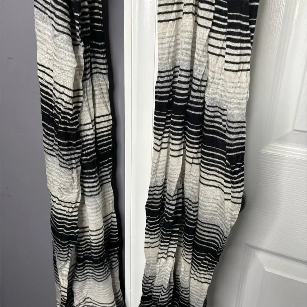 Old Navy Black White Striped Lightweight Rectangular Scarf